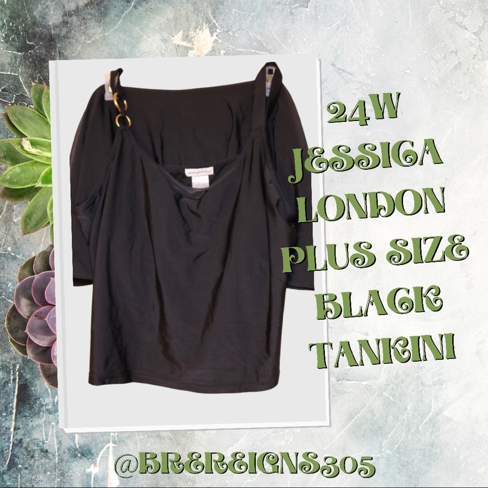 🌻 24W Jessica London Plus Size Black Tankini